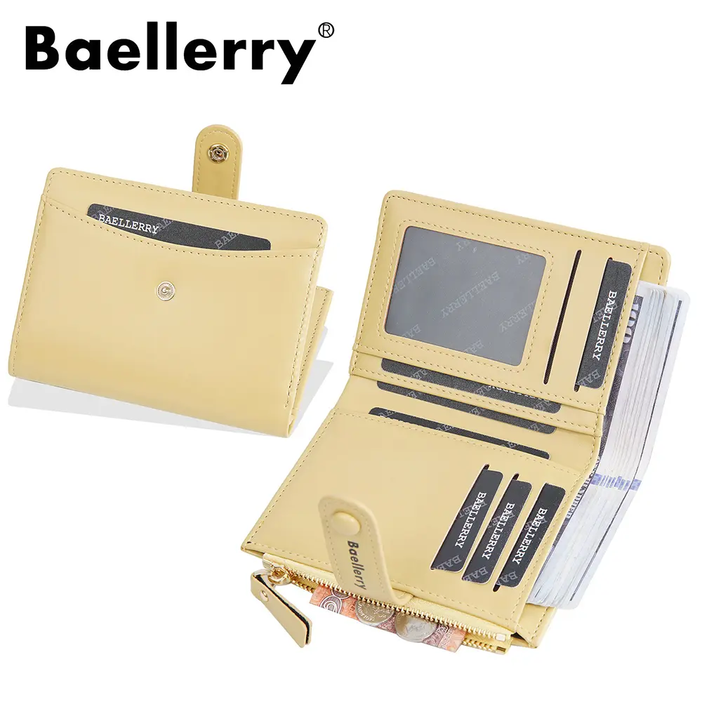 INS Buckle Design Wallet for Women - Baellerry RFID Safe Short Zipper Purse, 10 Card Holder (Christmas Gift)