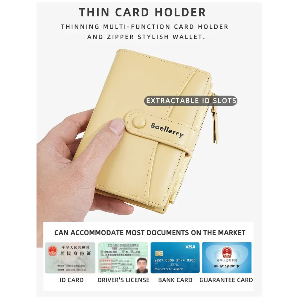 INS Buckle Design Wallet for Women - Baellerry RFID Safe Short Zipper Purse, 10 Card Holder (Christmas Gift)