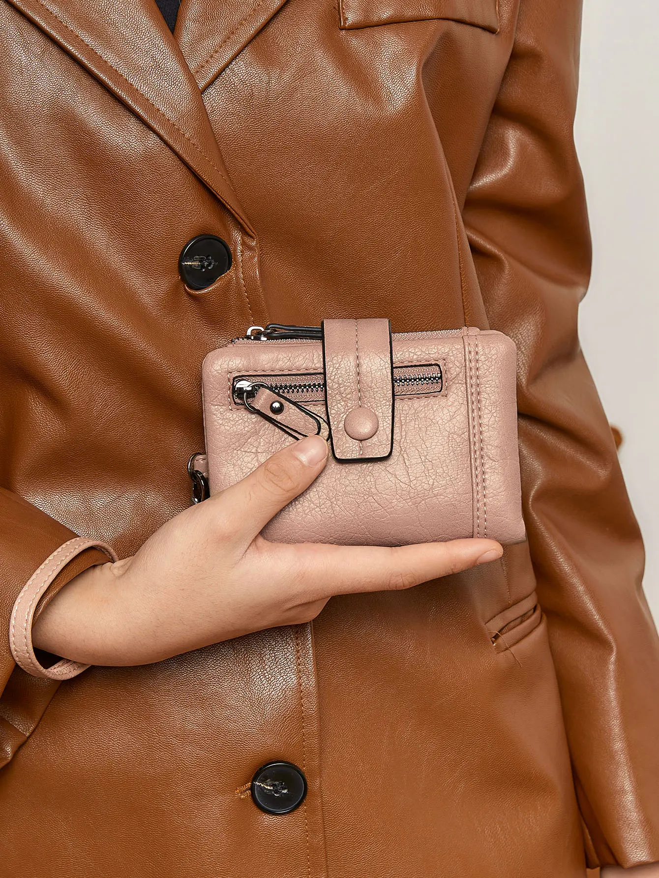 Fashion Women's Wallet RFID Shielding Multifunctional Buckle Zipper Design Short Coin Purse High Quality PU Leather Card Holder