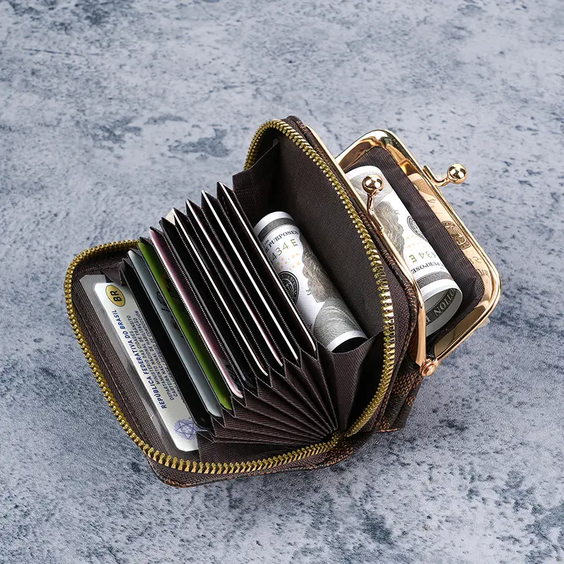 Cross border European and American women's wallet new printed women's short clip zero wallet 30% off versatile women's student w