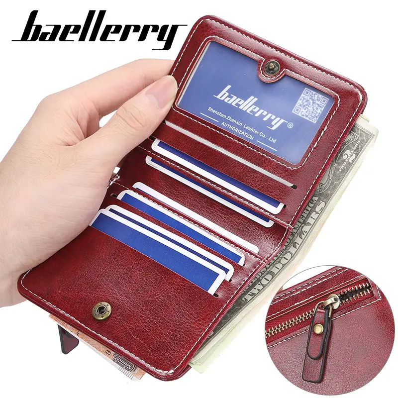 Baellerry New Short Women Wallets High Quality Slim Card Clips Zipper Female Coin Purses Photo Holder Mini Wallet For Girls
