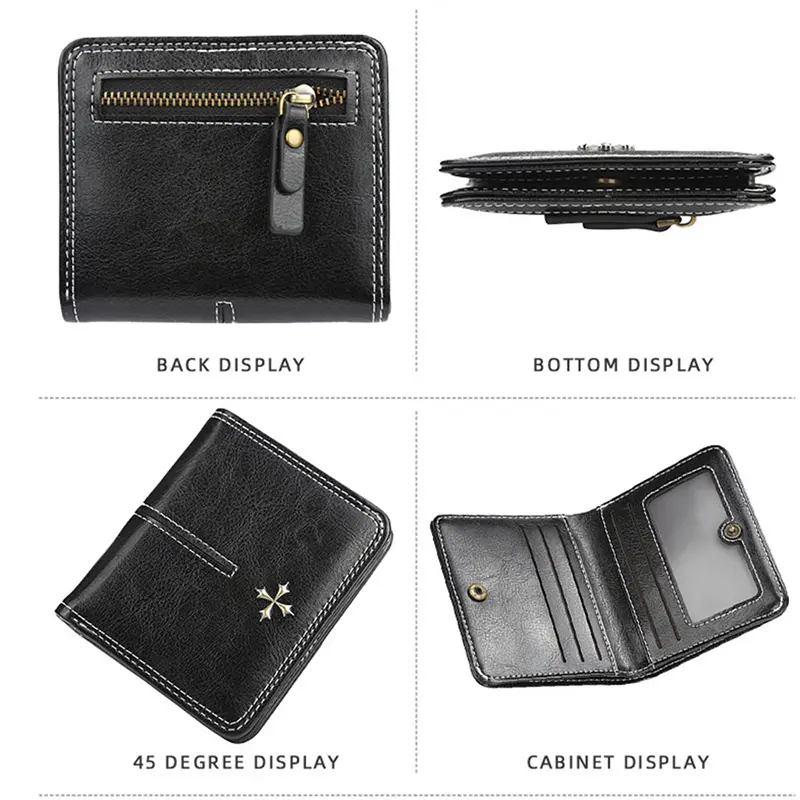 Baellerry New Short Women Wallets High Quality Slim Card Clips Zipper Female Coin Purses Photo Holder Mini Wallet For Girls