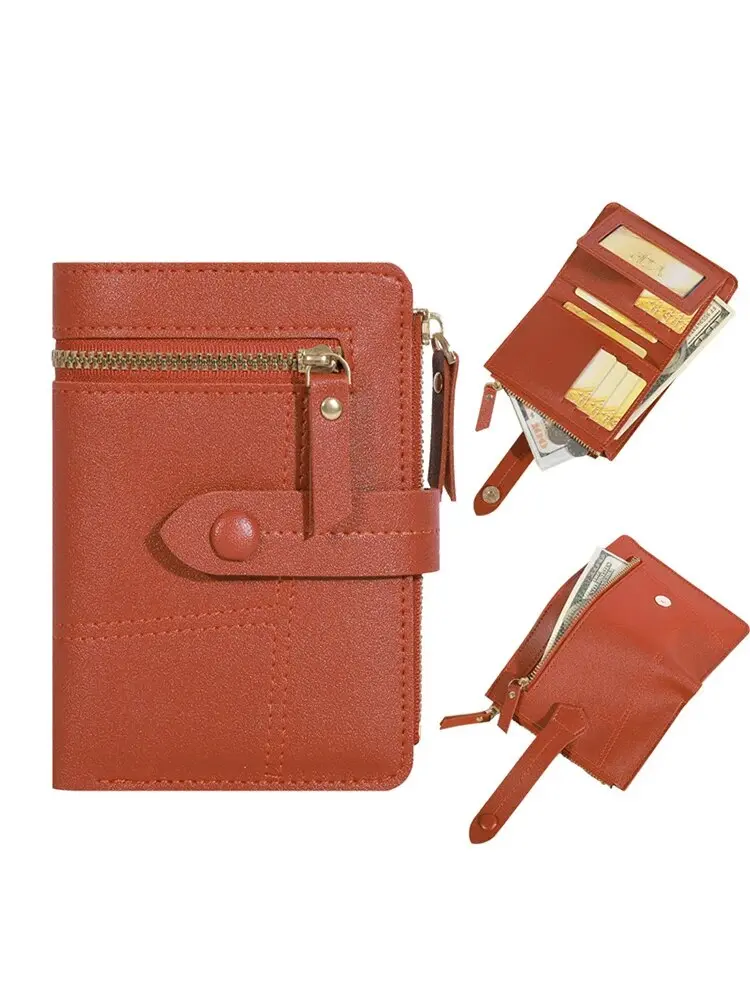 Zipper With Buckle Long Wallet PU Leather Large Capacity Multi Card Slot Coin Bag for Women