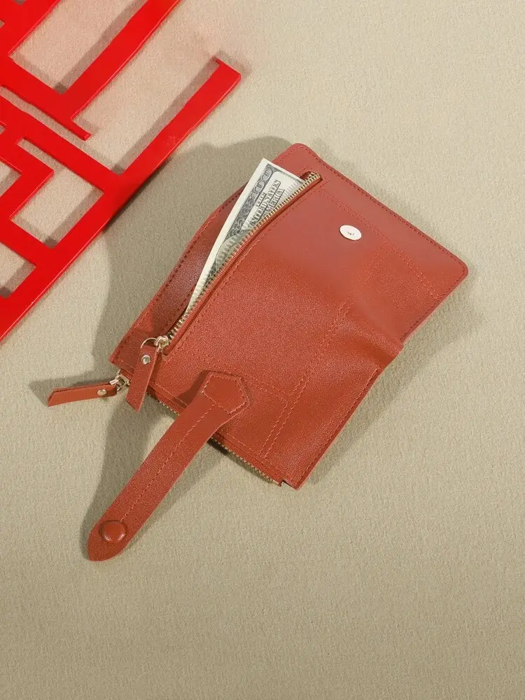 Zipper With Buckle Long Wallet PU Leather Large Capacity Multi Card Slot Coin Bag for Women