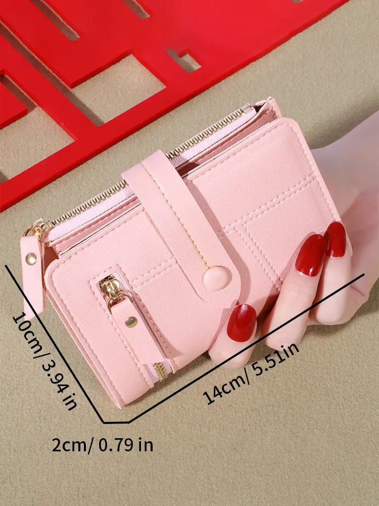 Zipper With Buckle Long Wallet PU Leather Large Capacity Multi Card Slot Coin Bag for Women