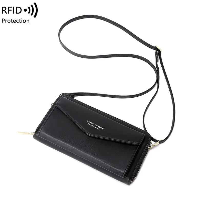 Touch screen mobile phone bag RFID Anti-theft brush mobile phone bag Multi-function crossbody purse women's small shoulder bag