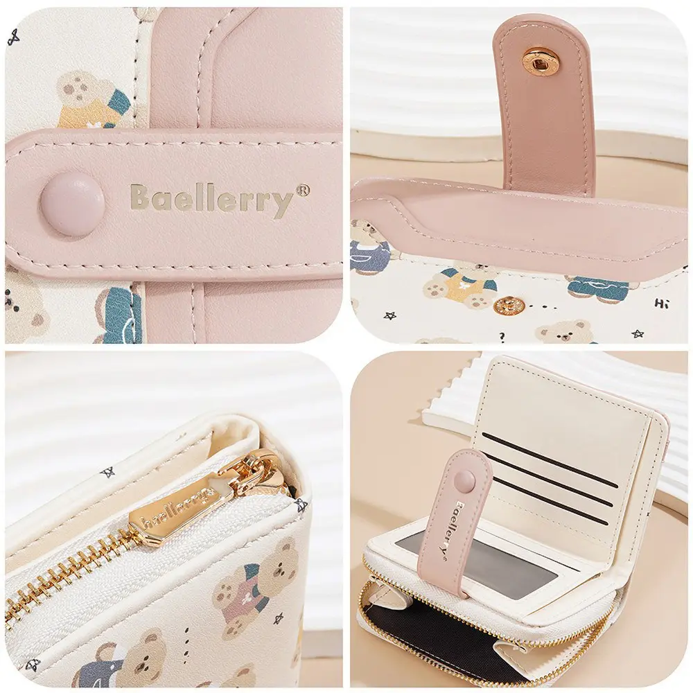 Baellerry Vegan Leather Coin Wallet 2025 - Women's RFID-Free Short Purse, Secure Zipper & Multi-Card Pockets
