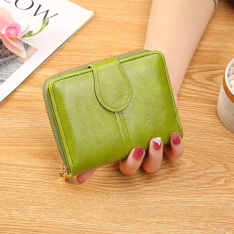 Fashion Women's Wallets Leather Short Bifold Woman  Card Holder Purse Cute Pink Girls Wallet Ladies Zipper Coin Pouch Key Bag