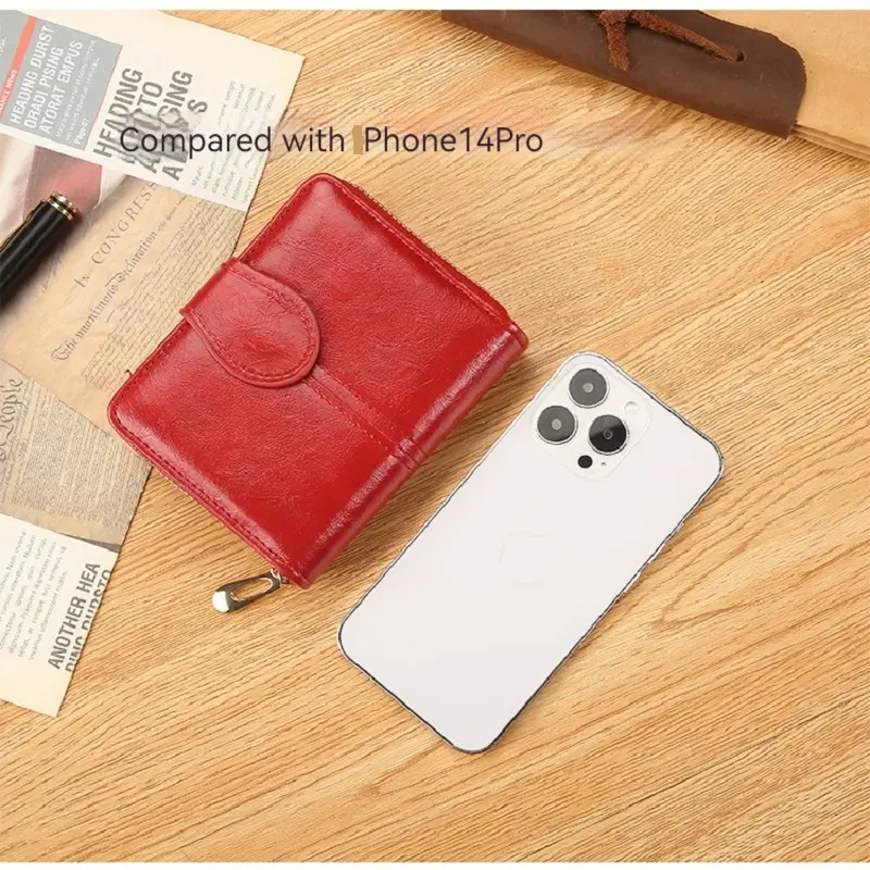Fashion Women's Wallets Leather Short Bifold Woman  Card Holder Purse Cute Pink Girls Wallet Ladies Zipper Coin Pouch Key Bag