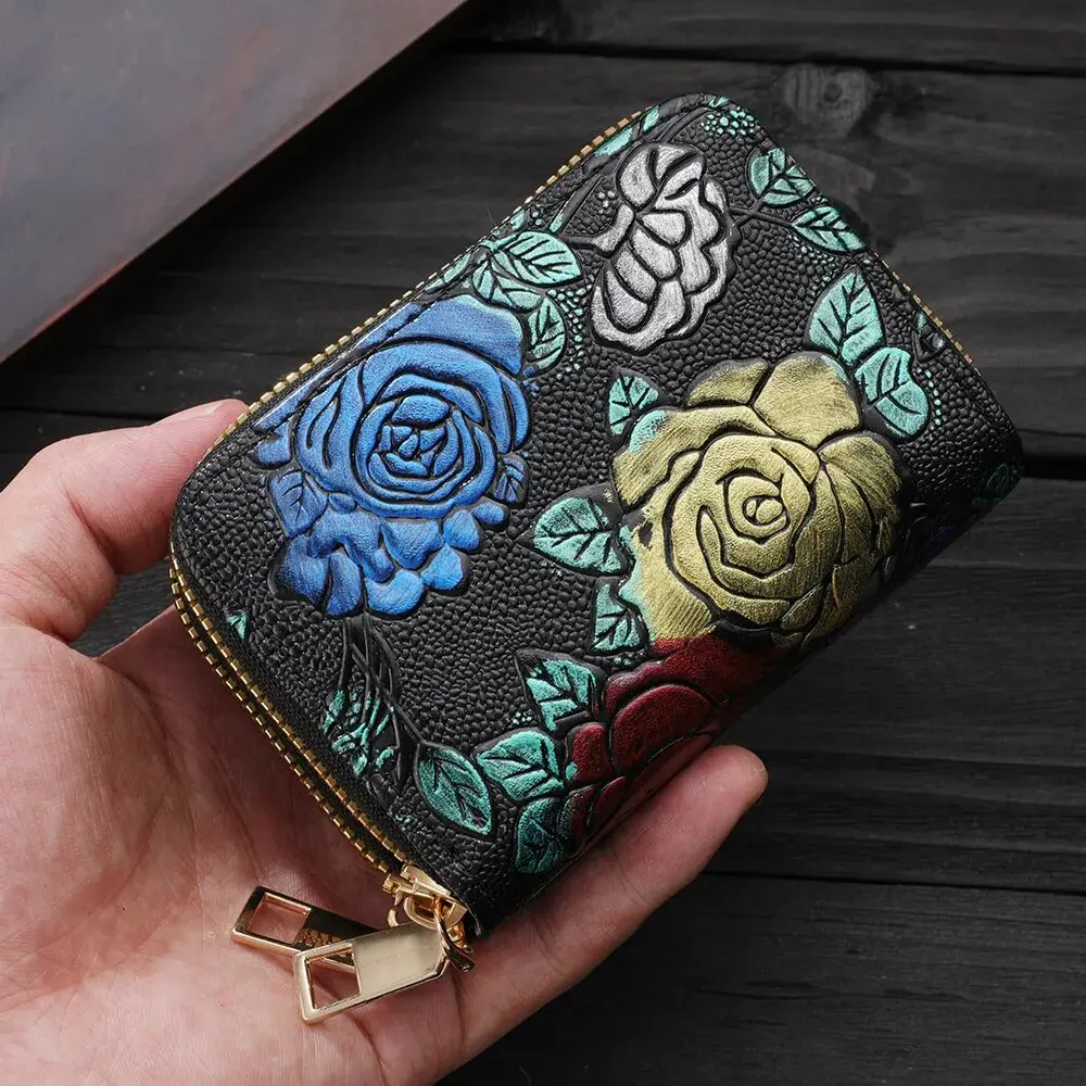 Women Girls High Quality Fashion Multi-Function Credit Card Holder With Wallet Rfid Double Zipper Coin Purse For Women