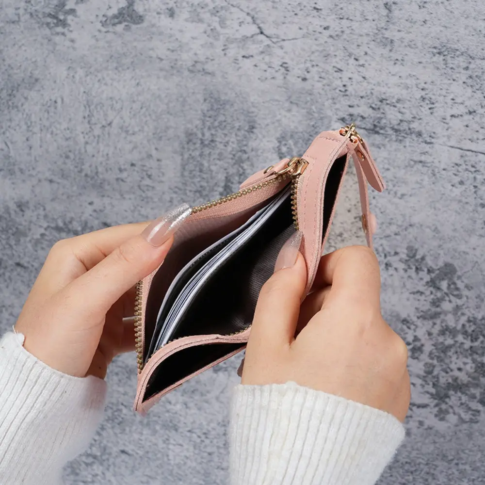 Fashion ladies wallet card clip short coin purse cross-border wallet new button wallet female solid color wallet