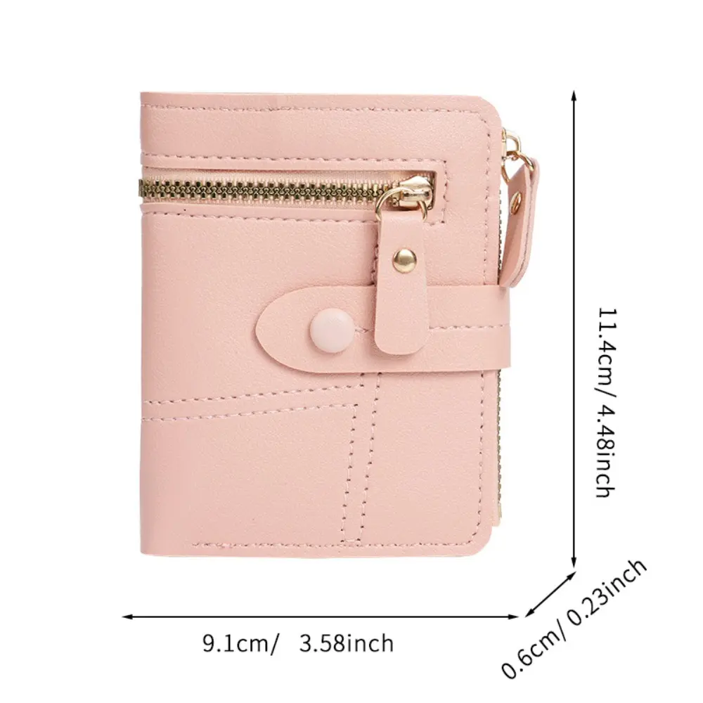 Fashion ladies wallet card clip short coin purse cross-border wallet new button wallet female solid color wallet