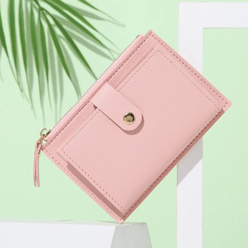 Ladies Fashion Solid Color Multi-slot Card Holder / Mini PU Leather Wallet