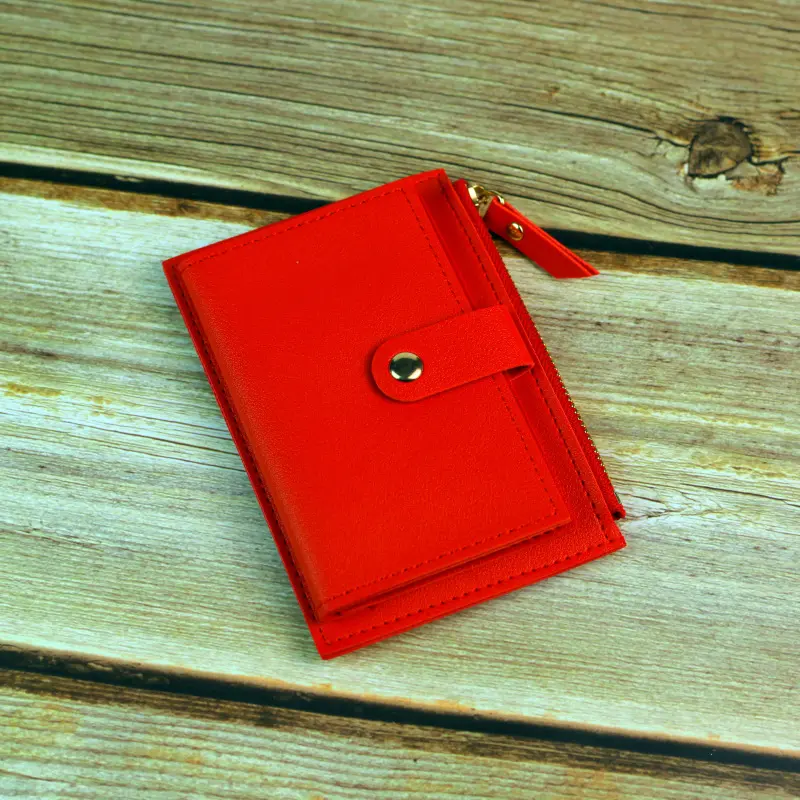 Ladies Fashion Solid Color Multi-slot Card Holder / Mini PU Leather Wallet