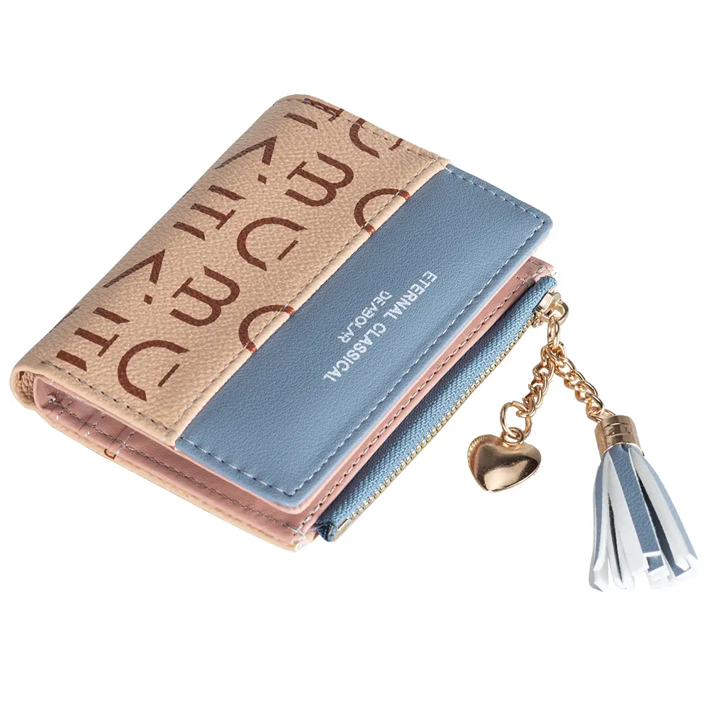Women's Vintage Fashion Alphabet Print Purse Zipper Multi-Slot Card Bag Portable Wallet for Women