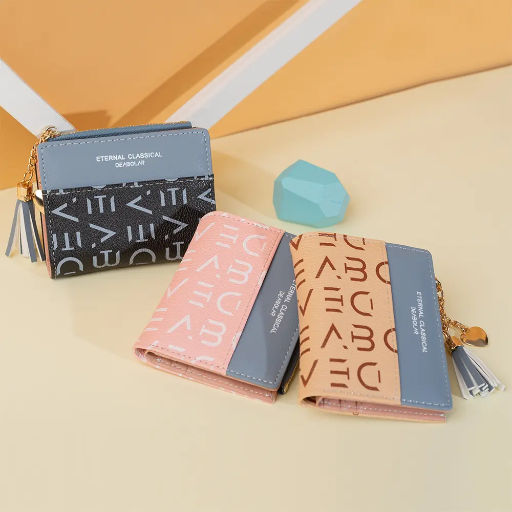 Women's Vintage Fashion Alphabet Print Purse Zipper Multi-Slot Card Bag Portable Wallet for Women