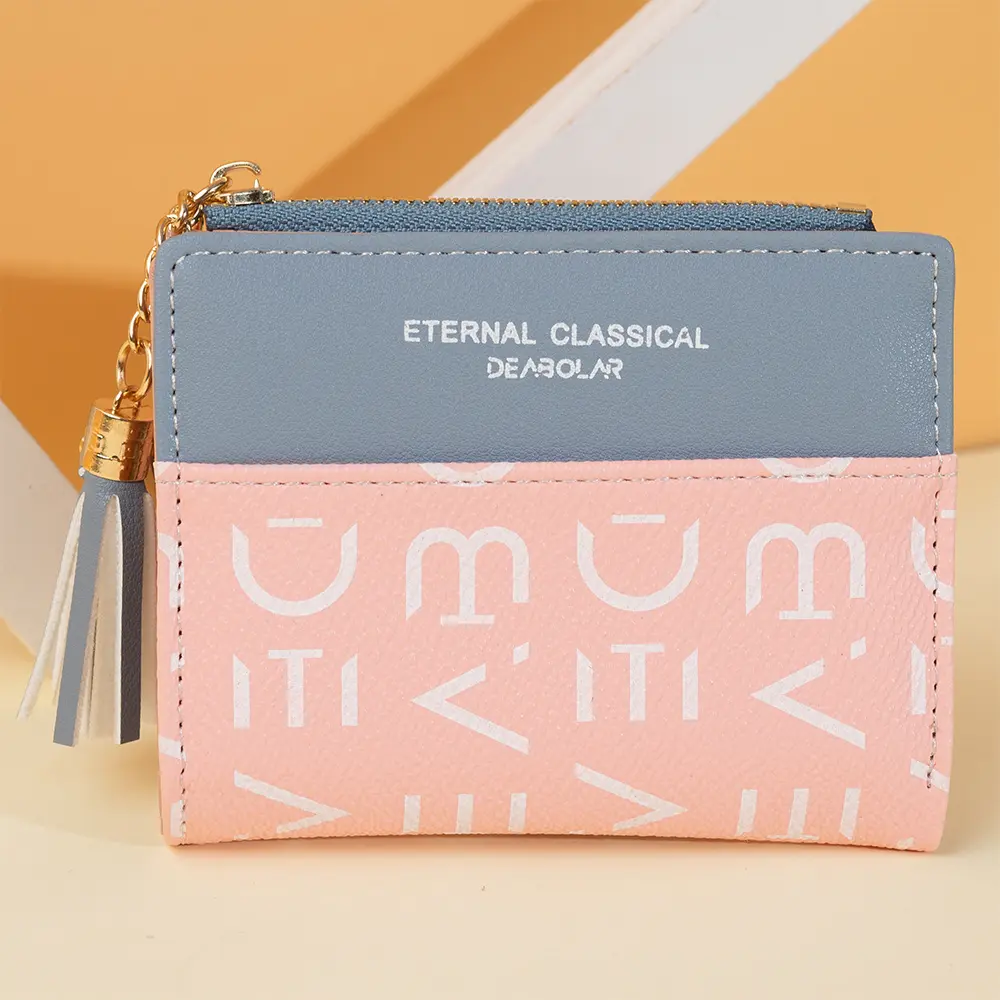 Women's Vintage Fashion Alphabet Print Purse Zipper Multi-Slot Card Bag Portable Wallet for Women