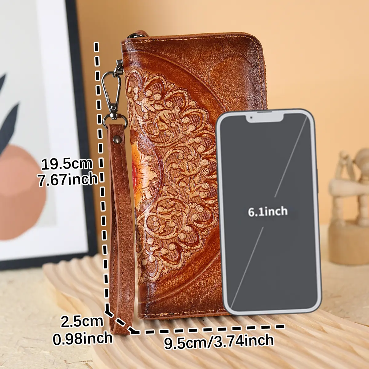 Ladies' Handbag New Retro Embossed Pattern Phone Bag Multi Card Long Wallet Fashion Spray Handbag