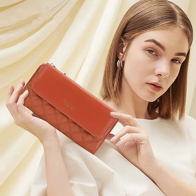 Women PU Leather Wallet Card Holder Clutch Hasp Purse Long Ladies Multi-card Bit Large Capacity Three Fold Clutch Bag Money Clip