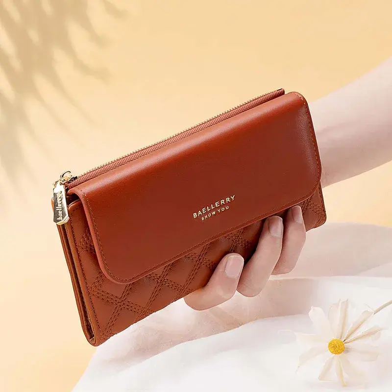 Women PU Leather Wallet Card Holder Clutch Hasp Purse Long Ladies Multi-card Bit Large Capacity Three Fold Clutch Bag Money Clip