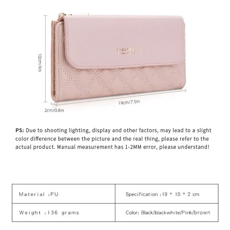 Women PU Leather Wallet Card Holder Clutch Hasp Purse Long Ladies Multi-card Bit Large Capacity Three Fold Clutch Bag Money Clip