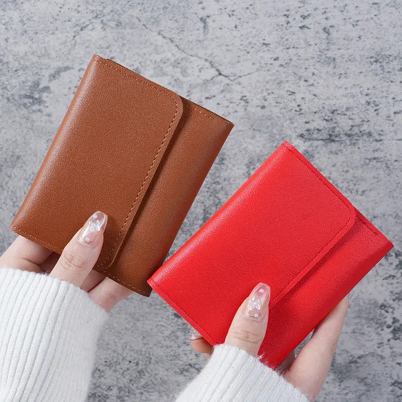 Simple Short Women's Wallet, Student Ticket Clip, Multi-function Card Bag, Change 30% Off, Ultra-thin Glossy Wallet.