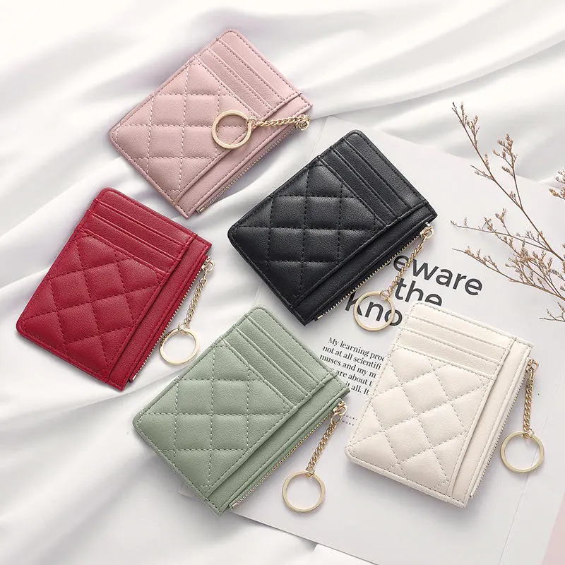 Simple Zero Wallet For Ladies Creative Chain Zipper Bag Ultra Thin Portable Coin Bag Women's Multi Card ID Bags