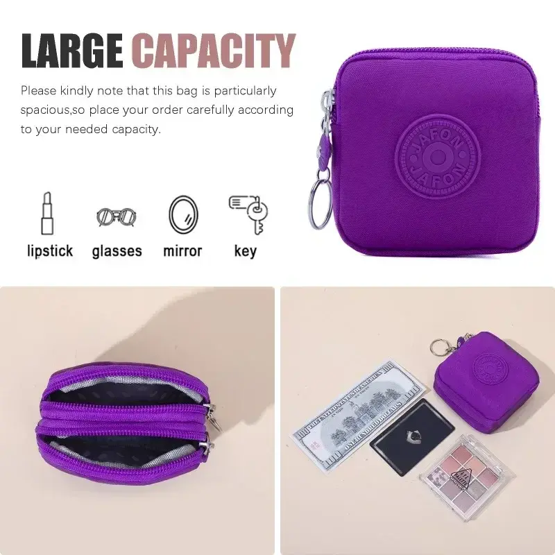 1PC Nylon Zipper Coin Purse Mini Wallet for Women, Suitable for Credit Cards, Ids, Keys, And Earphones.