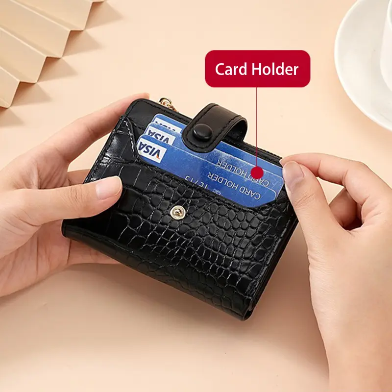 Fashion Women's Wallets PU Leather Crocodile Pattern Purses for Women Cards Holder Wallet and Handbag Short Bifold Purse Ladies