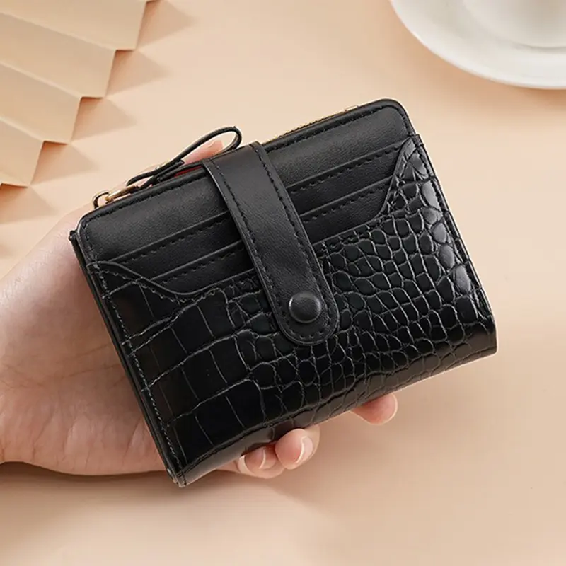 Fashion Women's Wallets PU Leather Crocodile Pattern Purses for Women Cards Holder Wallet and Handbag Short Bifold Purse Ladies