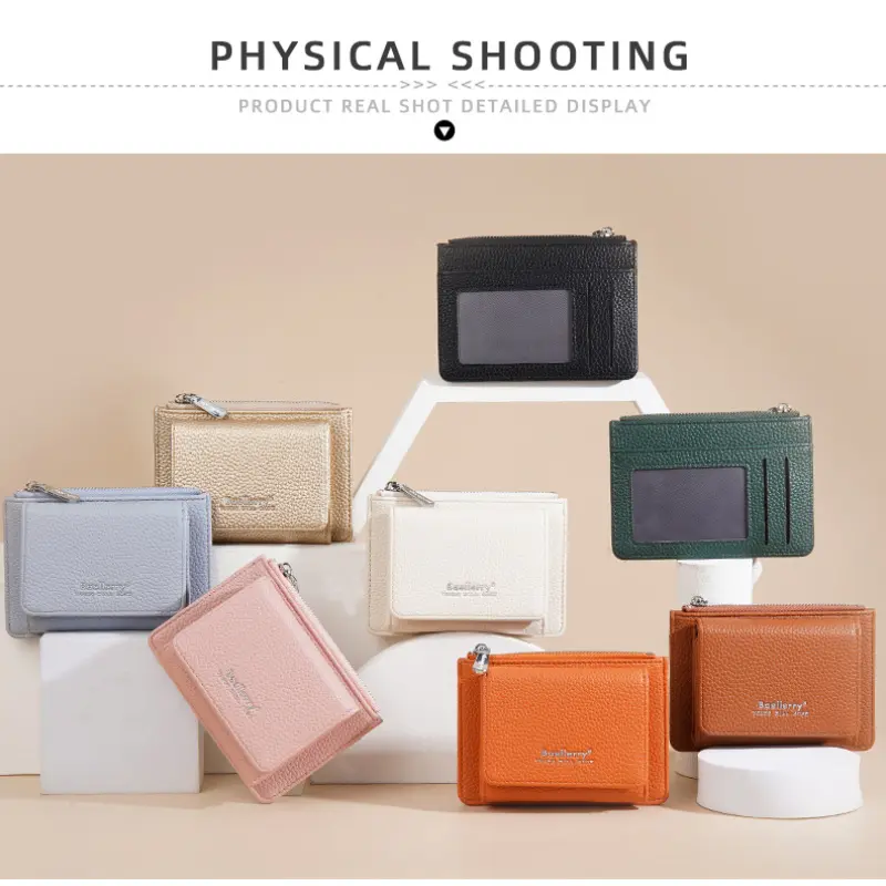 New Women's Short Wallet baellerryCross-border Lychee Pattern Zipper Coin Purse Niche 70% off Card Holder for Women
