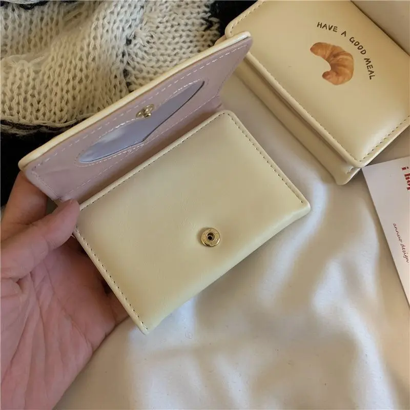New Cute Butter Toast Three-Fold Cartoon Wallet Short Zero Pocket Compact Size for Everyday Use