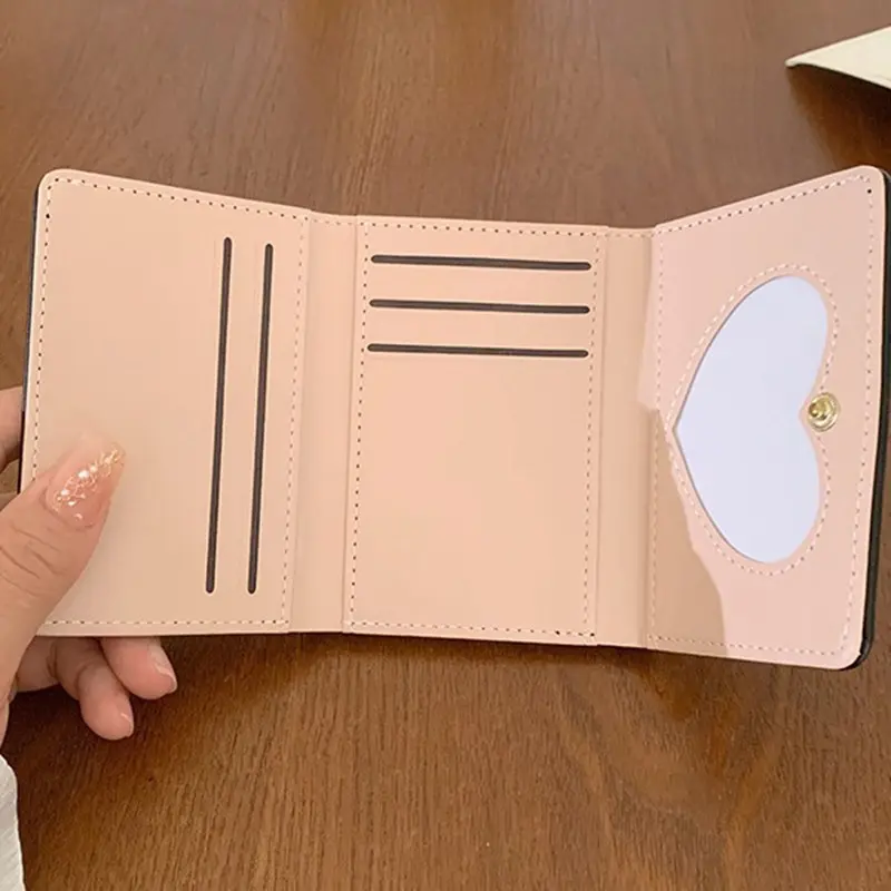 1Pcs Women's Wallet Ins Mini Bow Short Coin Purse Female Portable Simple Small Credit Card Holder Folding Wallets for Ladies