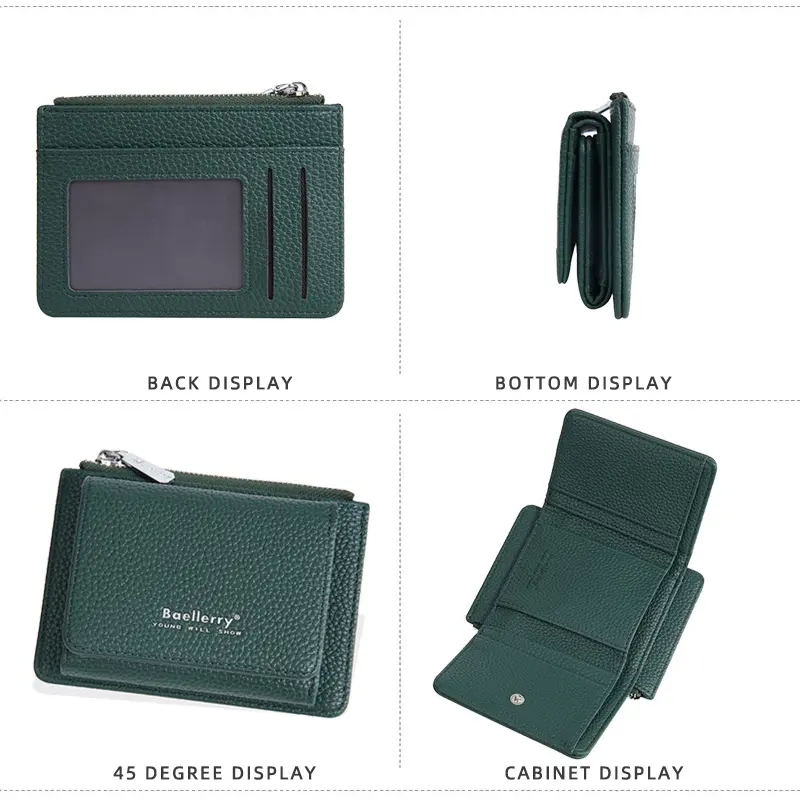 New Women's Short Wallet baellerryCross-border Lychee Pattern Zipper Coin Purse Niche 70% off Card Holder for Women