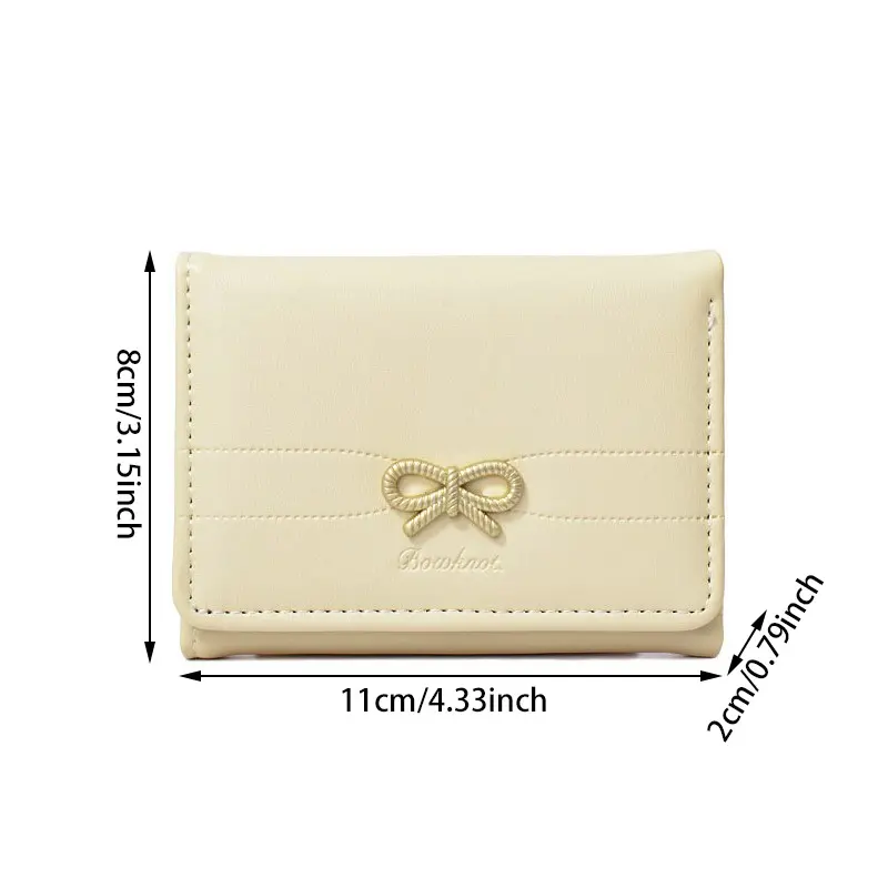 1Pcs Women's Wallet Ins Mini Bow Short Coin Purse Female Portable Simple Small Credit Card Holder Folding Wallets for Ladies