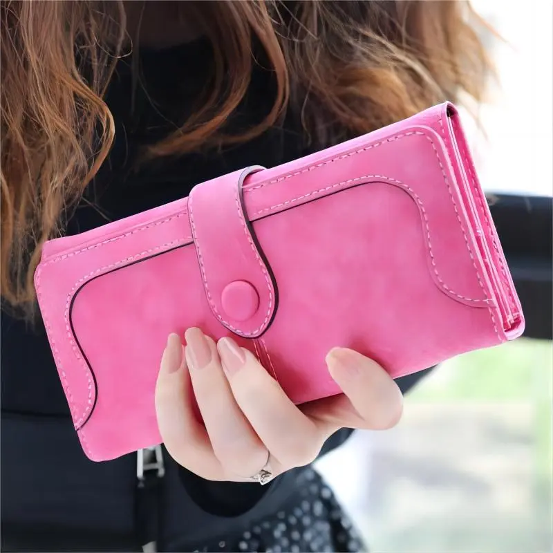 Vintage Elegant Multi Card Slot Long Women's Wallet, PU Leather Cute Versatile Double Fold Soft Leather Credit Card Zero Wallet