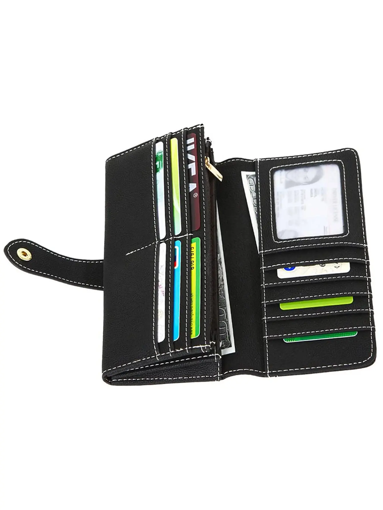 Vintage Elegant Multi Card Slot Long Women's Wallet, PU Leather Cute Versatile Double Fold Soft Leather Credit Card Zero Wallet
