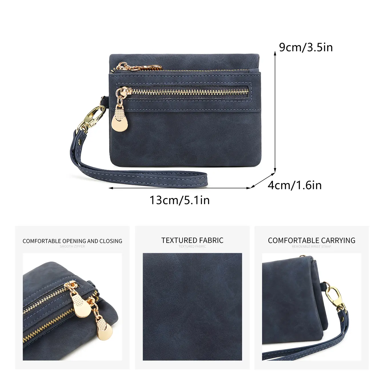 Retro foldingzipper wallet high-quality PUleather portablemultifunctional women's walletfashionable withID card window wrist bag