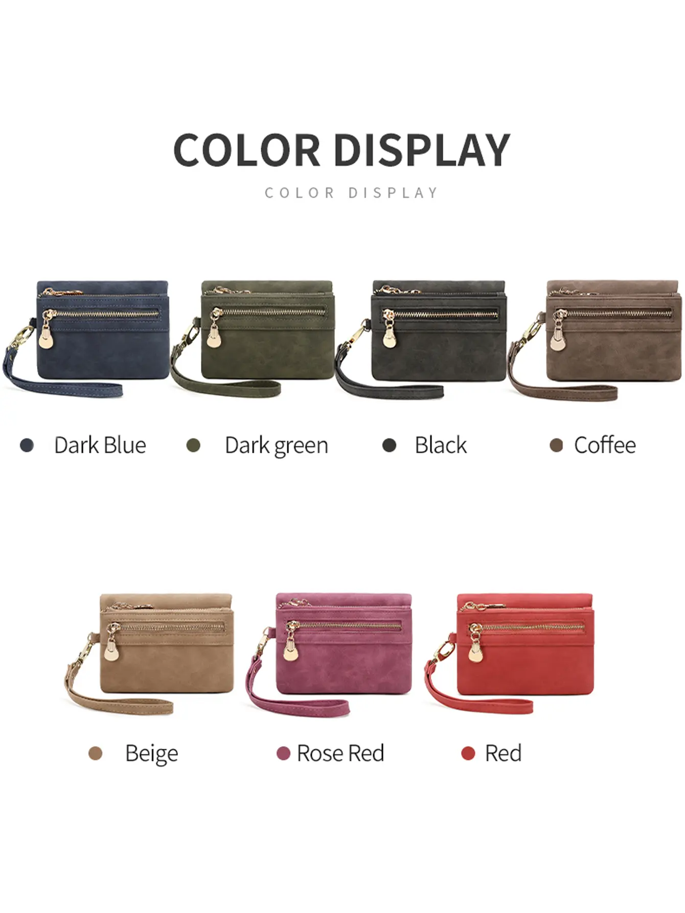 Retro foldingzipper wallet high-quality PUleather portablemultifunctional women's walletfashionable withID card window wrist bag