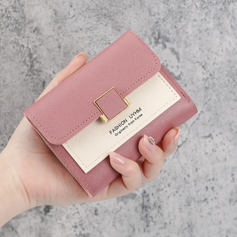 2024 new small wallet female short Korean version of the tide folding personality students cute mini fashion coin purse wallet