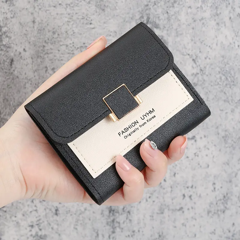 2024 new small wallet female short Korean version of the tide folding personality students cute mini fashion coin purse wallet