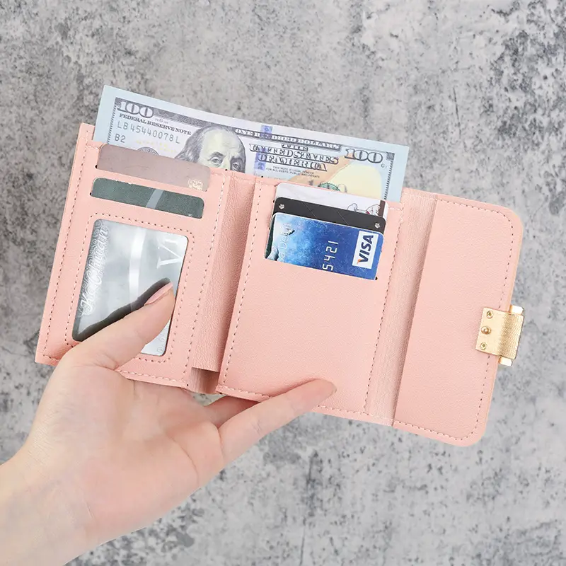 2024 new small wallet female short Korean version of the tide folding personality students cute mini fashion coin purse wallet