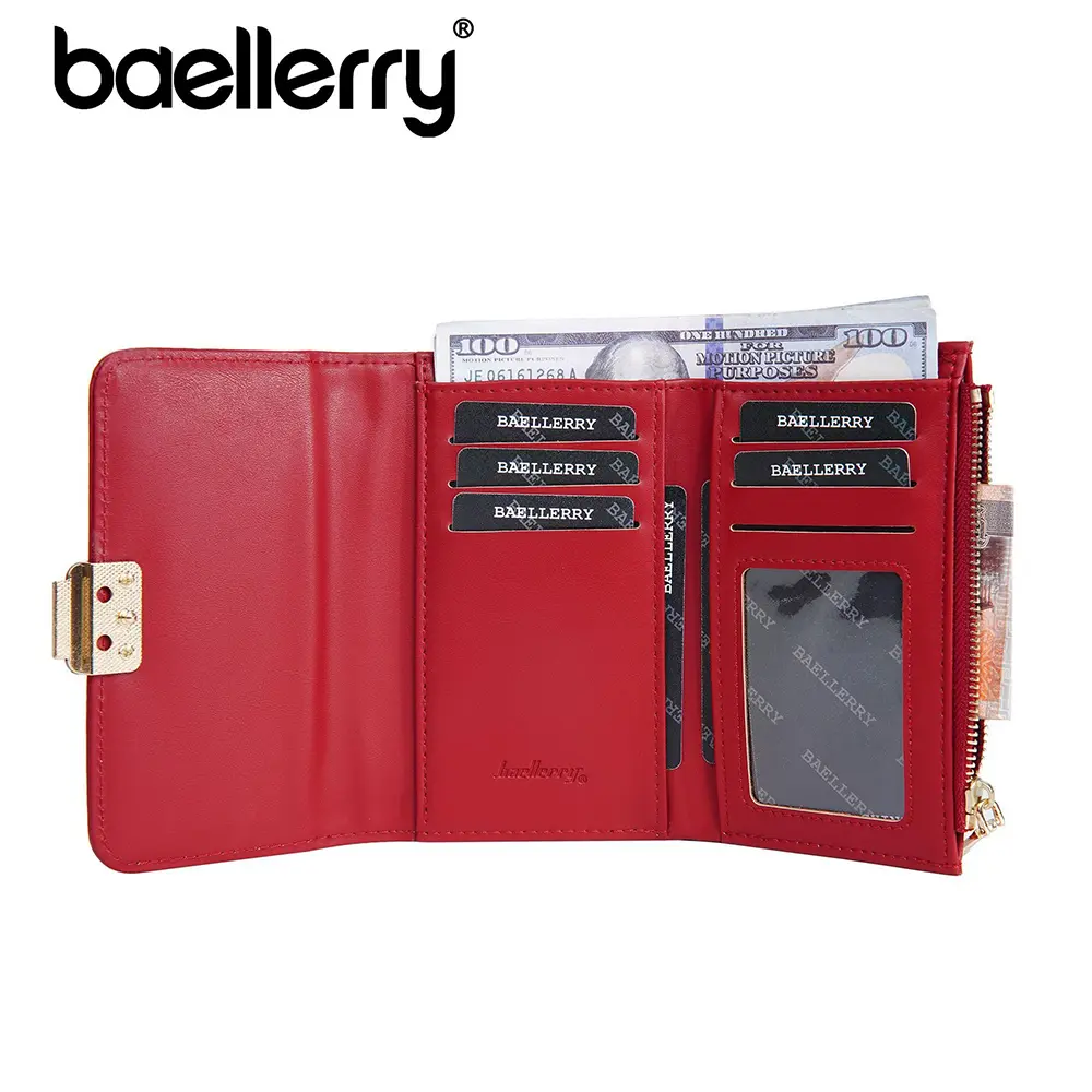 Baellerry Mini Zip Wallet for Women Gift - PU Multifunctional Travel Purse, Slim RFID-Free Card Case