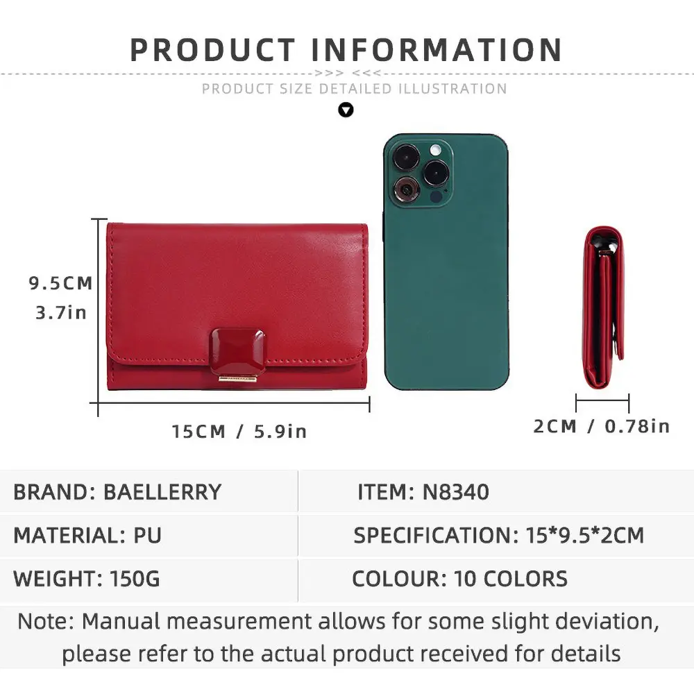 Baellerry Mini Zip Wallet for Women Gift - PU Multifunctional Travel Purse, Slim RFID-Free Card Case