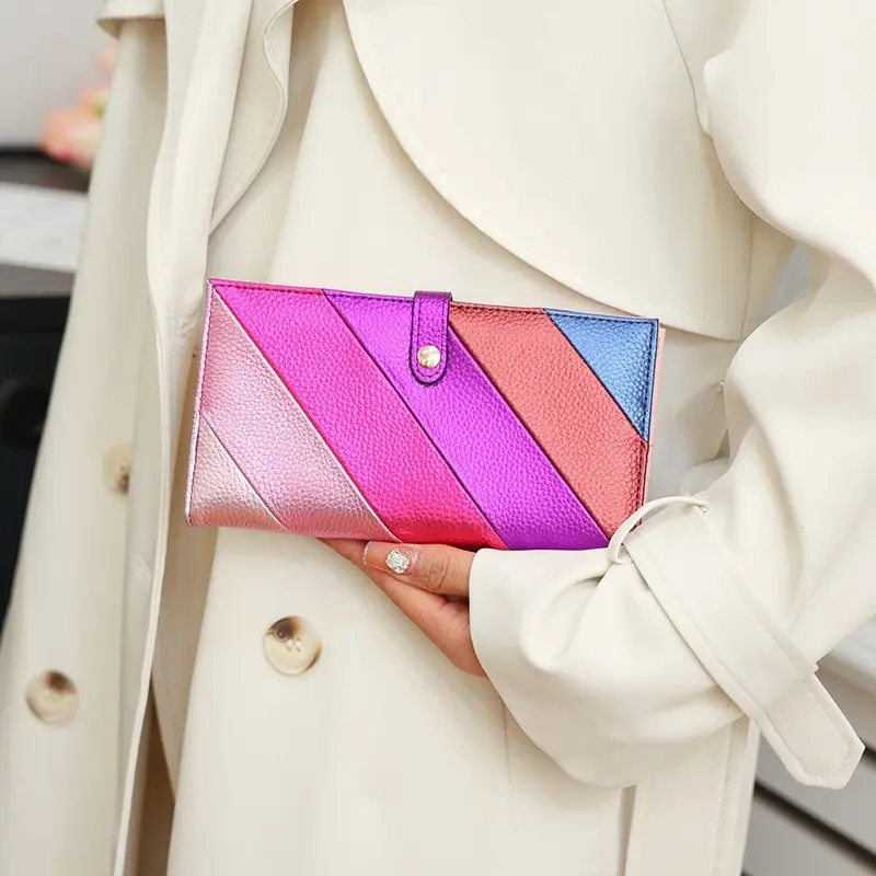 Fashionable Style Colorful Ladies High-end Striped Avant-garde Dinner Wallet Clutch