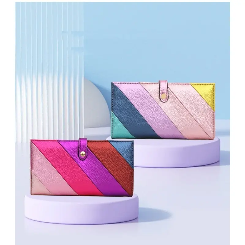 Fashionable Style Colorful Ladies High-end Striped Avant-garde Dinner Wallet Clutch
