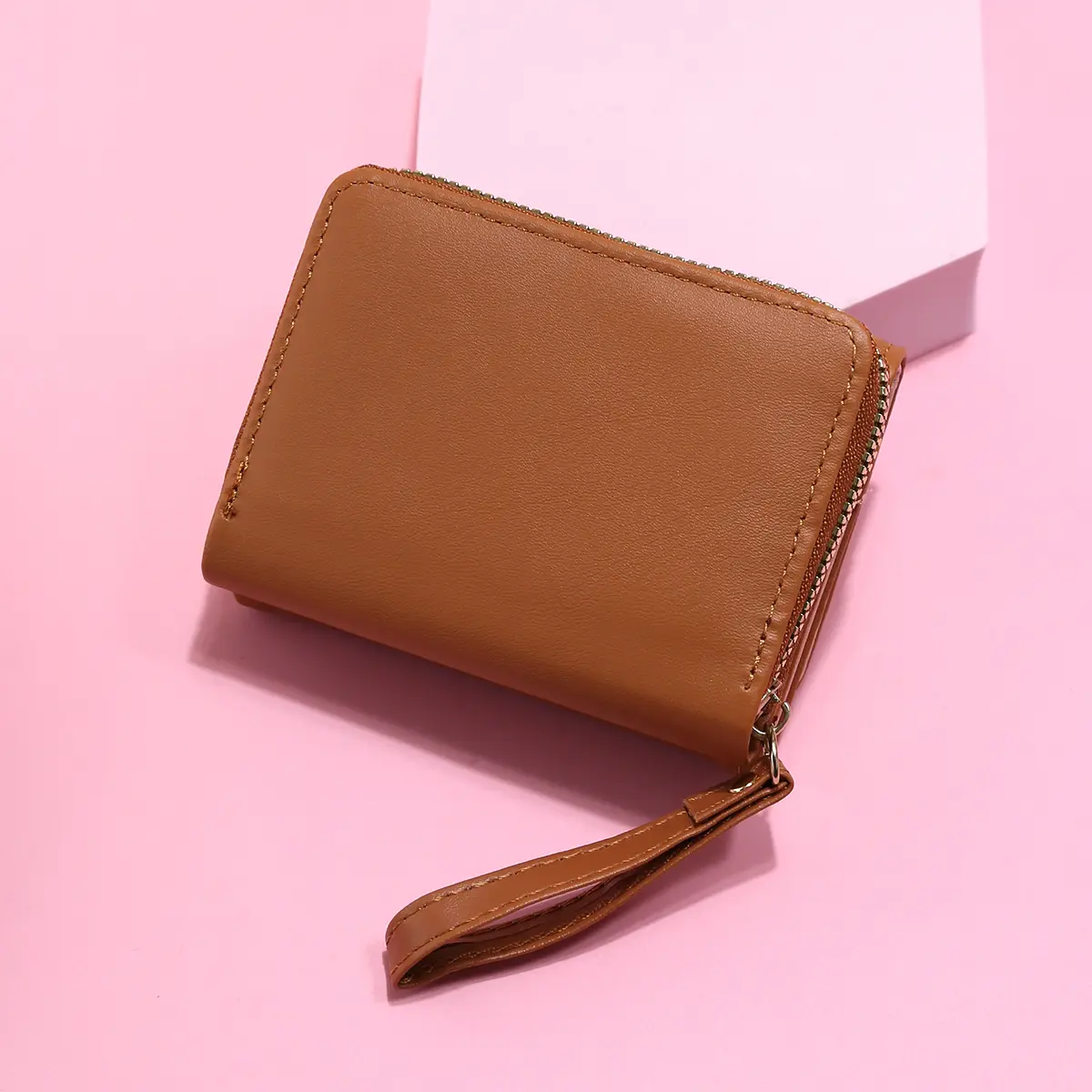 New Women's Short Wallet with Love Embroidered Three Fold Folding Wallet Card Bag Multi Card Position Wallet