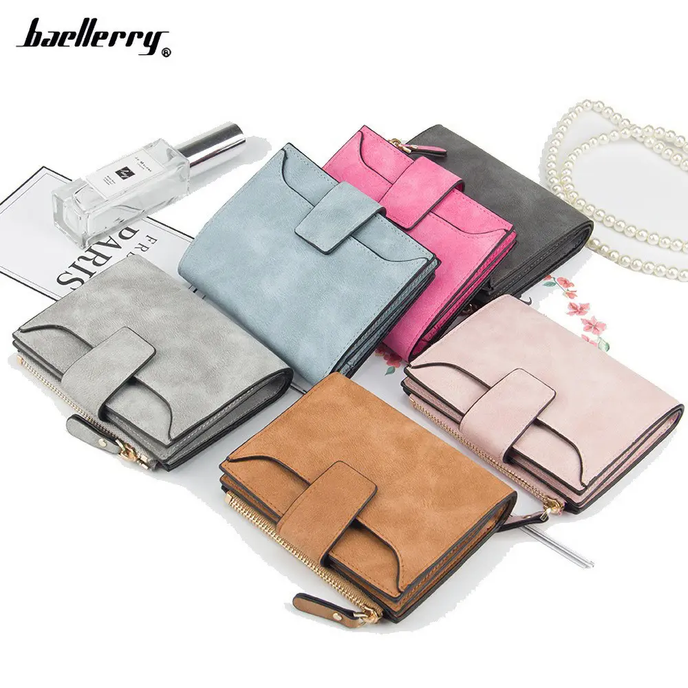 Baellerry Compact Pu women's Wallet 2025 - Fashion Zipper Closure, Multi-Pocket Organizer (ID/Coins/Cards)