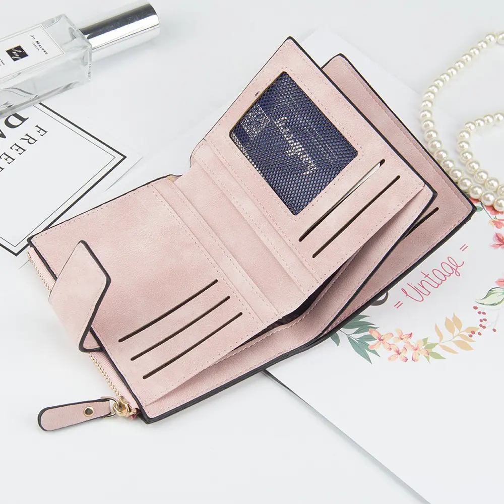 Baellerry Compact Pu women's Wallet 2025 - Fashion Zipper Closure, Multi-Pocket Organizer (ID/Coins/Cards)