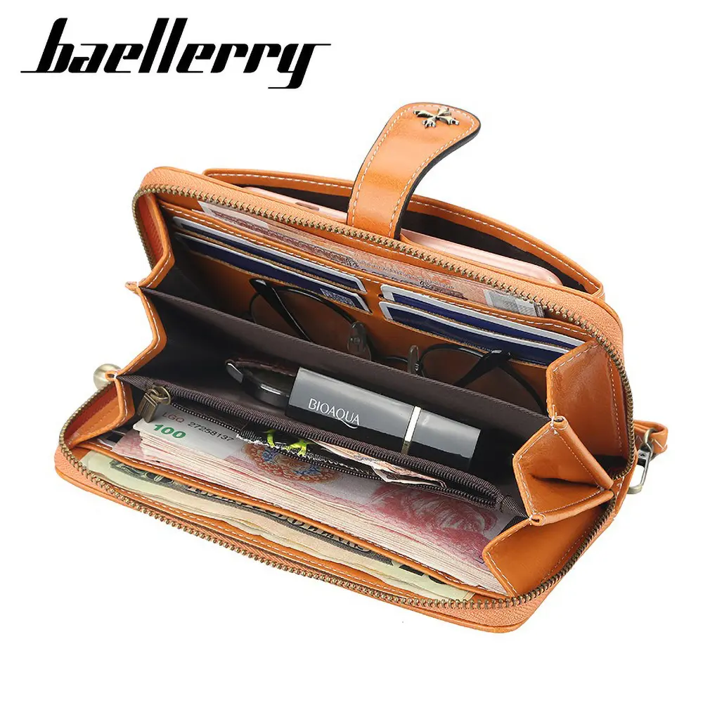 Baellerry Pebble Grain Vegan Wallet 2025 - Women's Pure Tone RFID-Free Organizer, Large Capacity Card Holder Gift